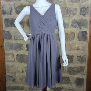 BILL Levkoff Woman's Size 8 Misty Gray Midi‎ Prom Homecoming Dress Lined Formal